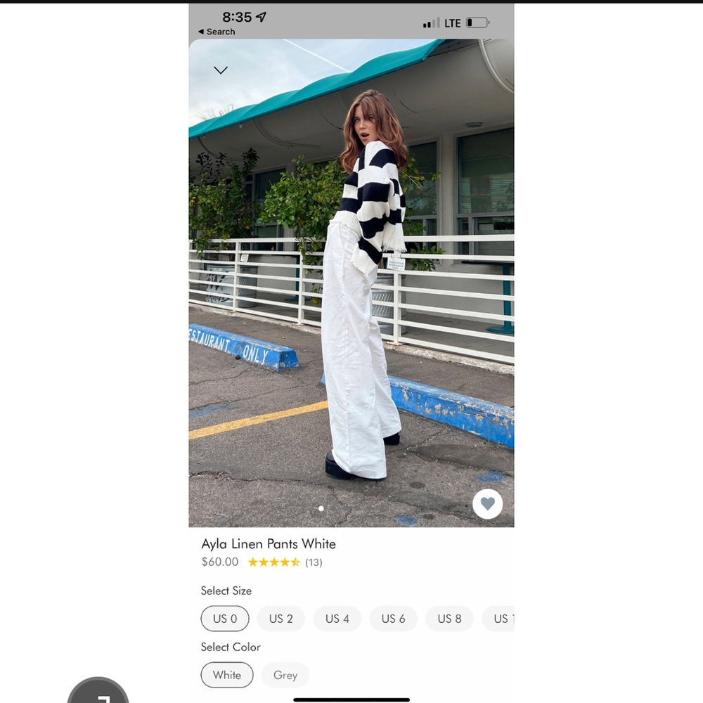 NWT PRINCESS POLLY WHITE LINEN PANTS
